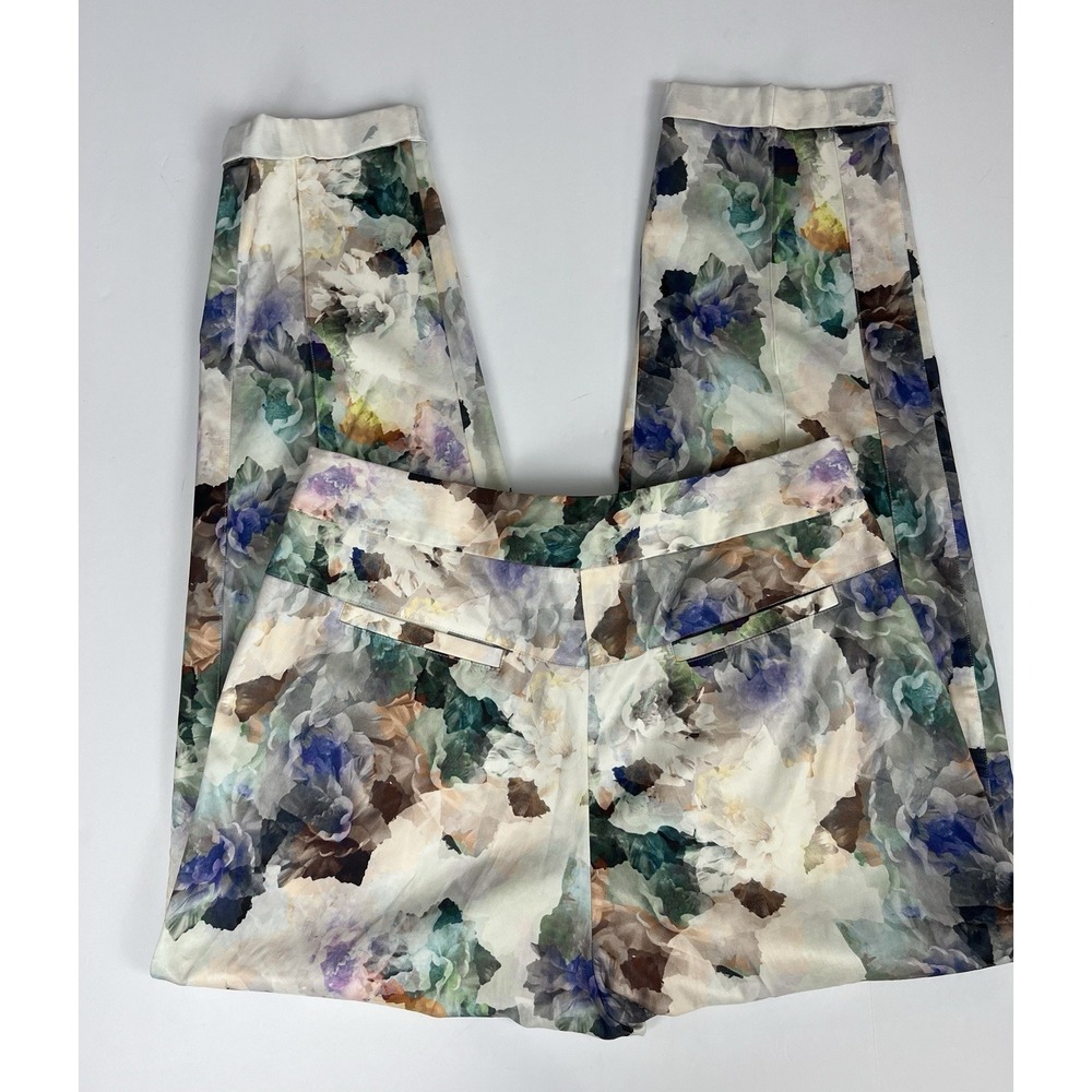 Rebecca Taylor "Enchanted Garden" Floral Print Pants Sz 8 - Picture 2 of 9
